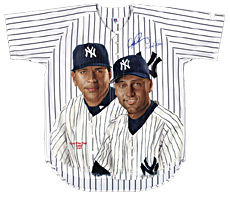 Hand-Painted Alex Rodriguez / Derek Jeter Baseball Jersey