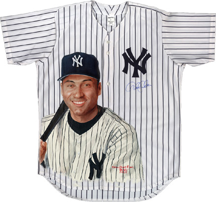 Karen O'Neil Ganci - Hand-Painted Derek Jeter Baseball Jersey