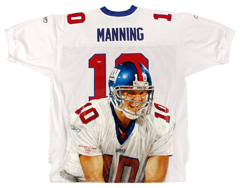 Karen O'Neil Ganci - Hand-Painted Eli Manning Football Jersey
